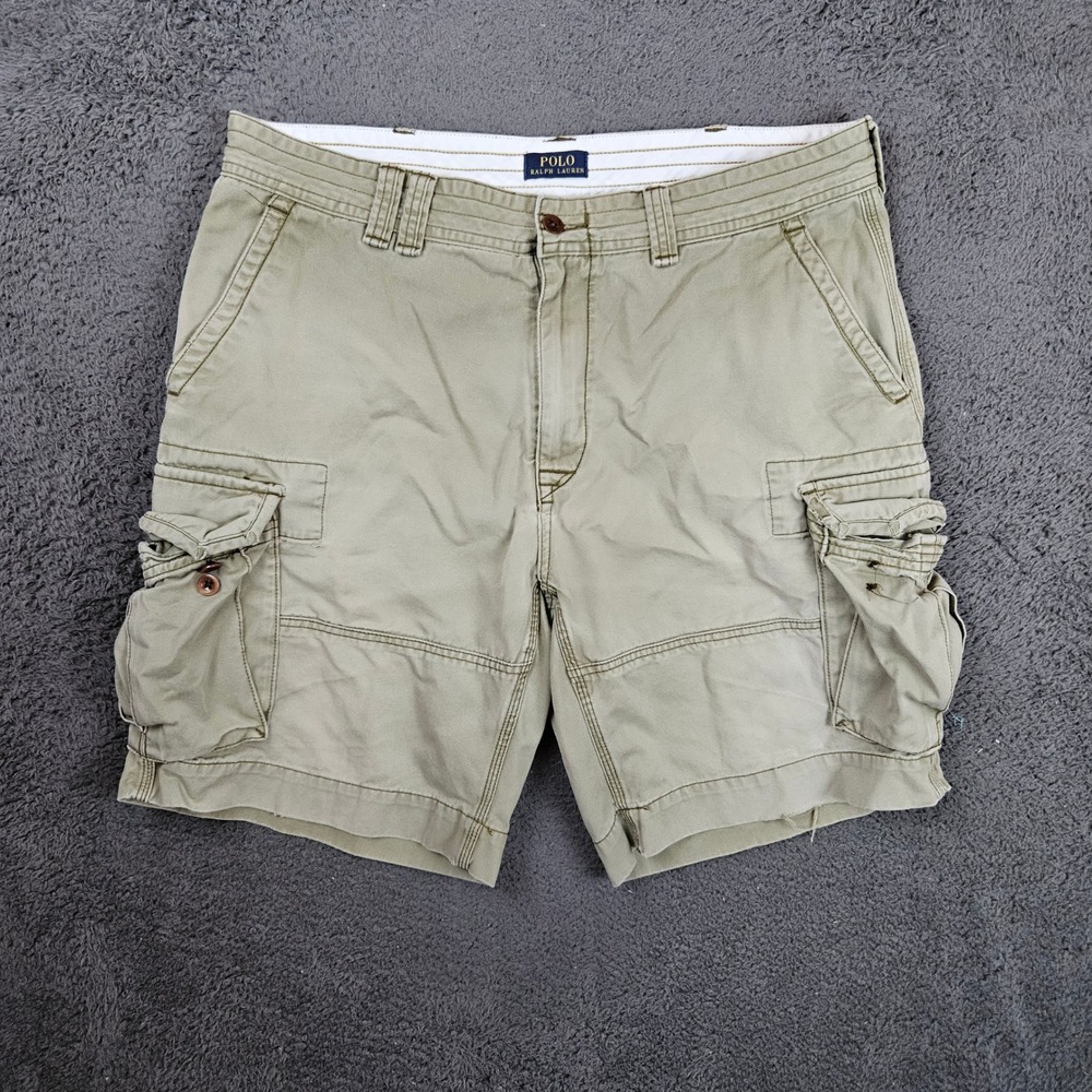 Polo‎ Ralph Lauren Mens Classic Khaki Tan Cotton Twill Cargo Shorts Size 38